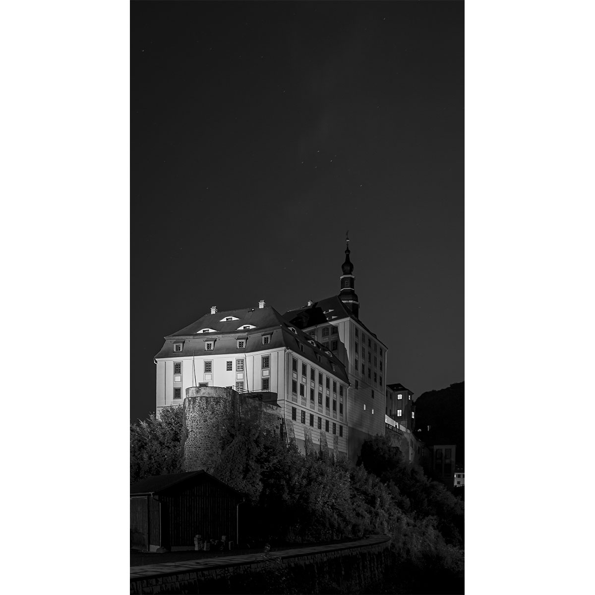 Das Schloss Weesenstein bei Nacht
