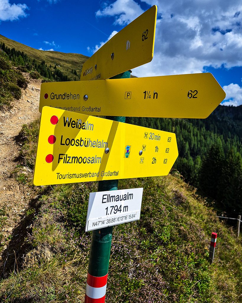 Wegweiser Ellmaualm - Großarl (09.2026)